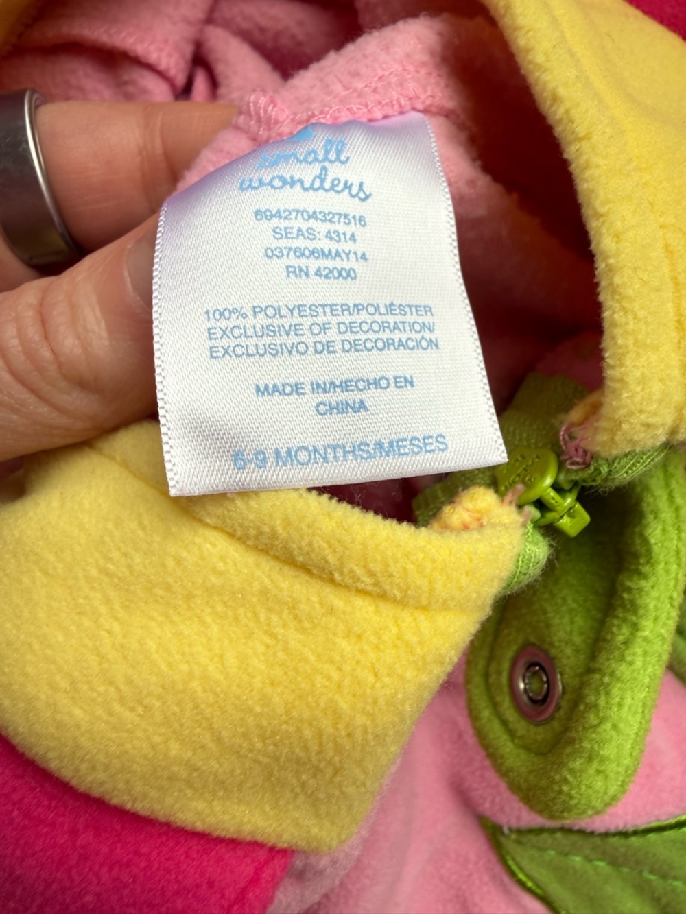small wonders Pink Spring Flower Hooded fleece onesie 6-9 months - Picture 3 of 3